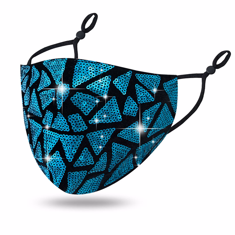Shiny Face Mask w/ Adjustable Earloop and Interior Filter Pocket