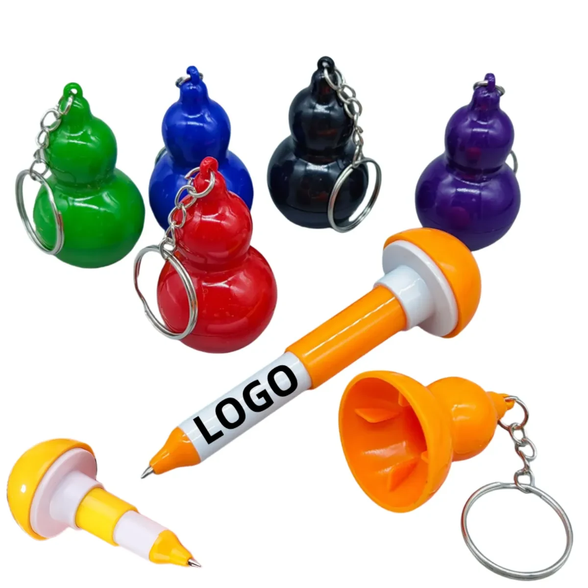 Gourd-shaped Stretchable Ballpoint Pen with Key Chain 1