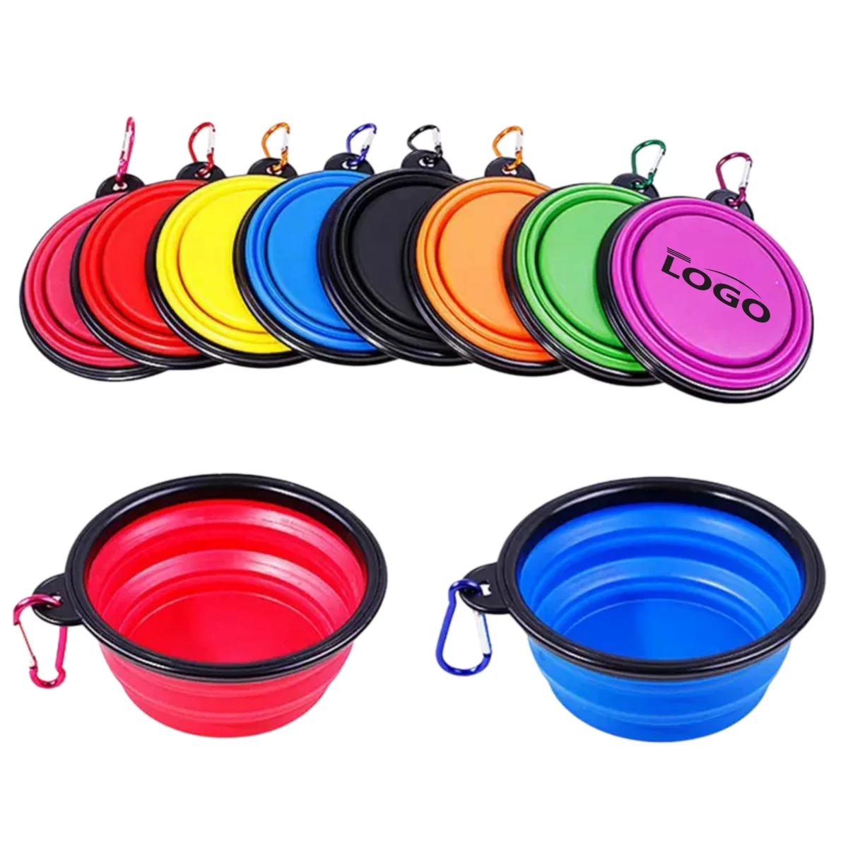 Collapsible TPE Pet Bowl With Carabiner Clip 1