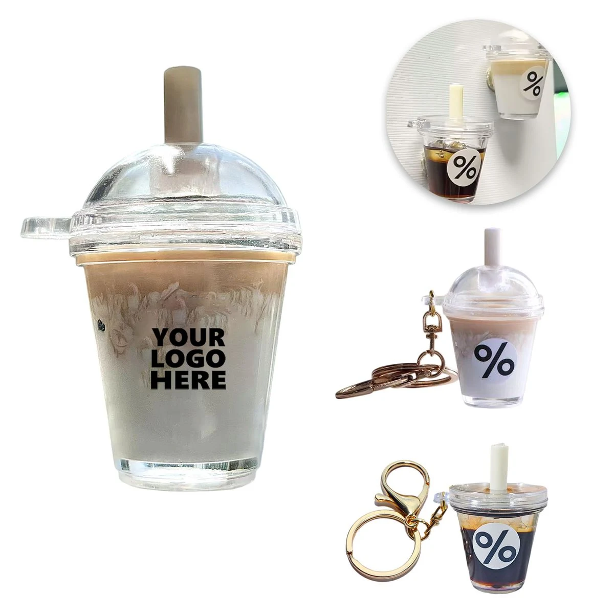 Miniature Iced Coffee Latte Keychain Fridge Magnet 1