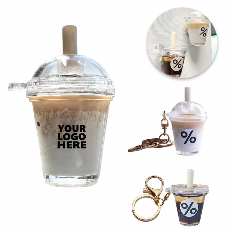 Miniature Iced Coffee Latte Keychain Fridge Magnet