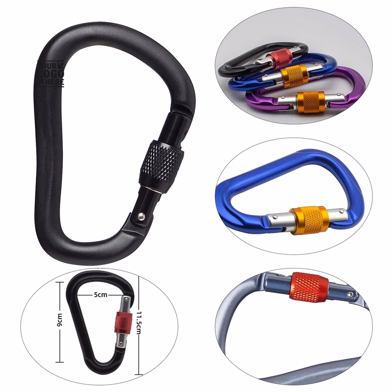 Black Locking Climbing Carabiners Heavy Diamond Rocklock Screwgate Carabiner
