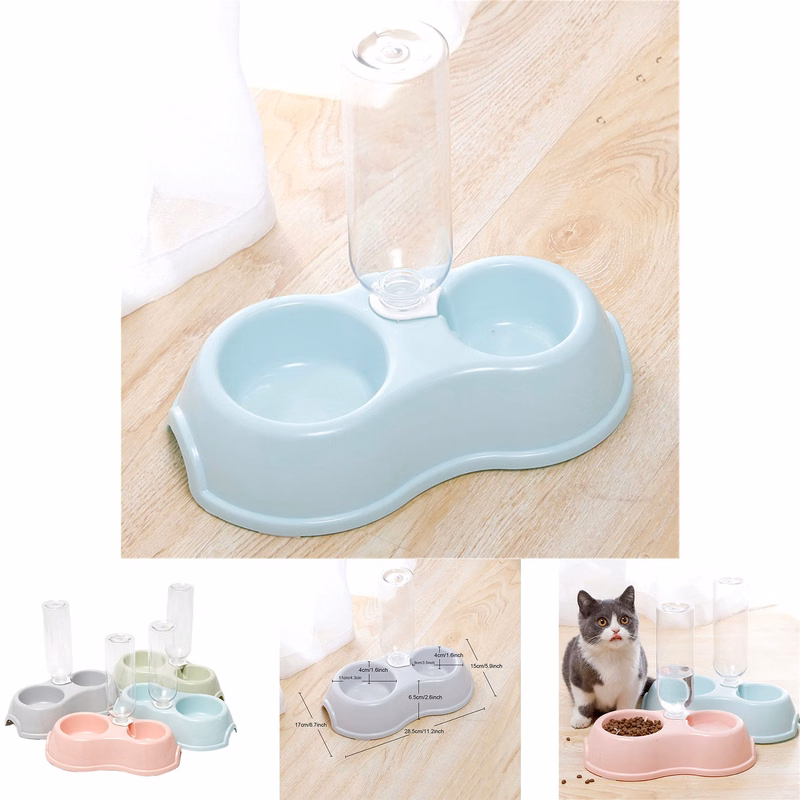 Dog Cat Double Bowls