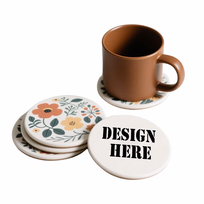 Modern Round Ceramic Coasters with Scratch-Resistant Base