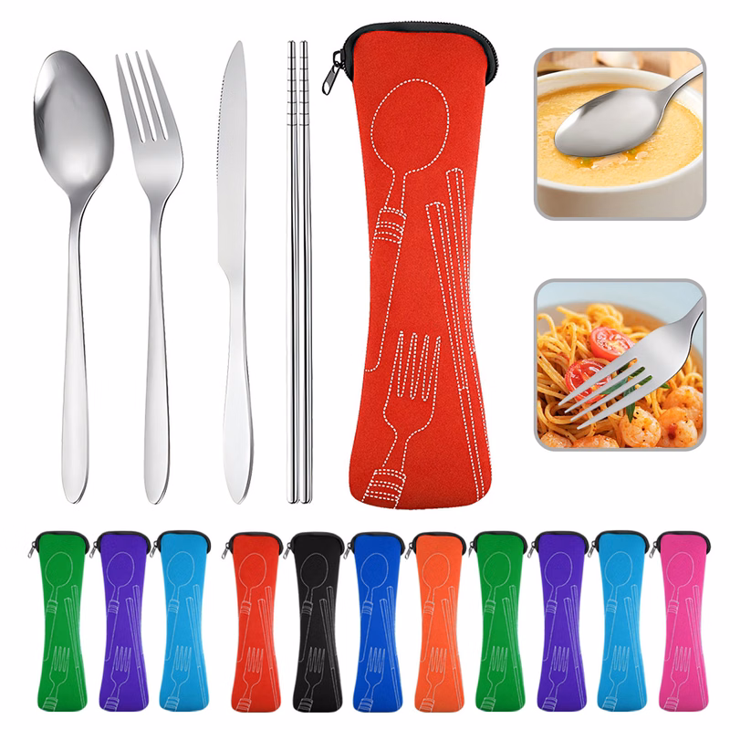 Travel Cutlery Set With Portable Case