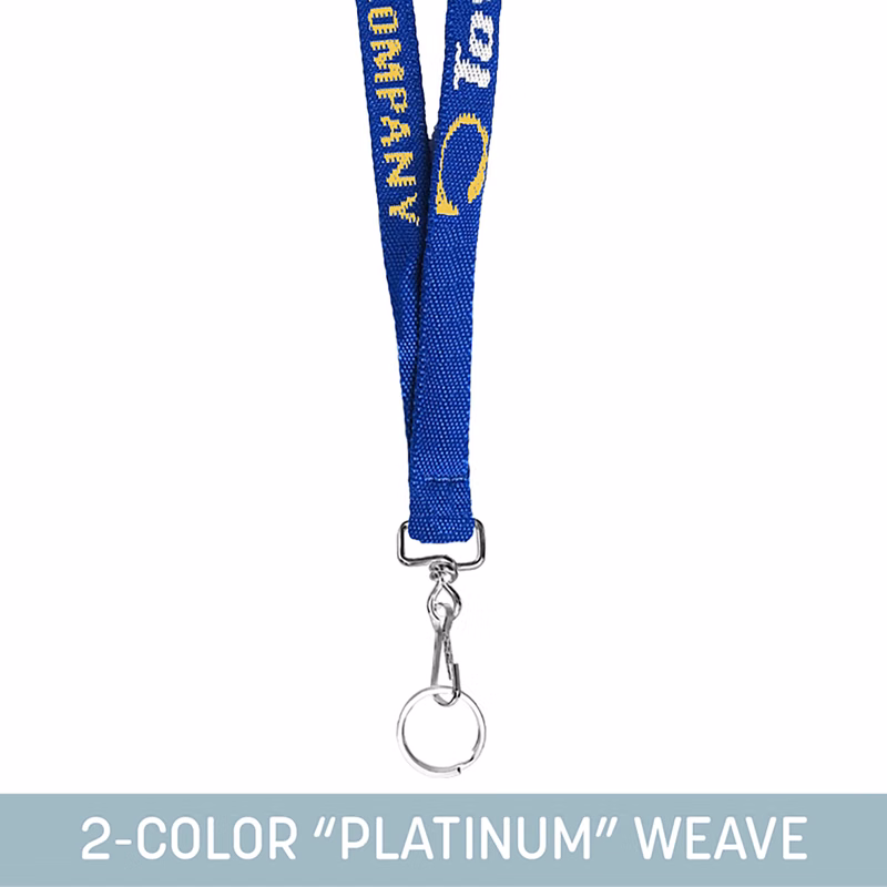 1/2" Woven Lanyard w/ Swivel Snap & Split Ring - "Platinum" Weave