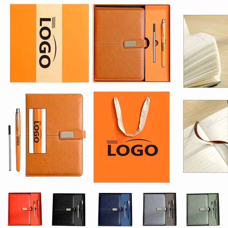 Executive Leather Notebook Gift Set With Pen