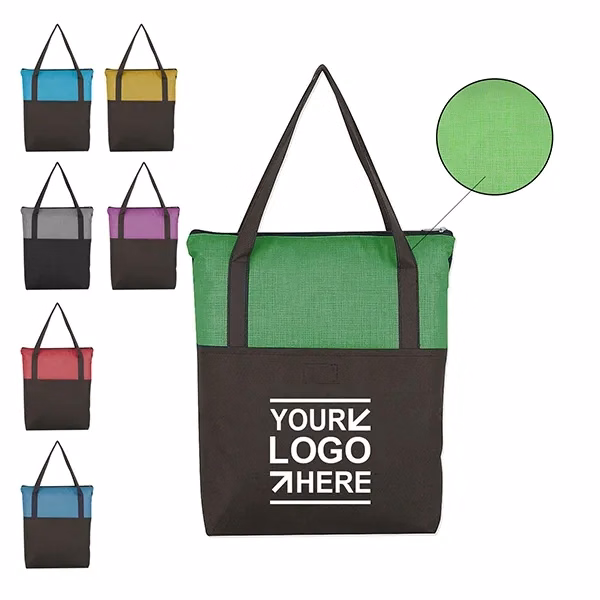 Crosshatch Non-Woven Zippered Tote