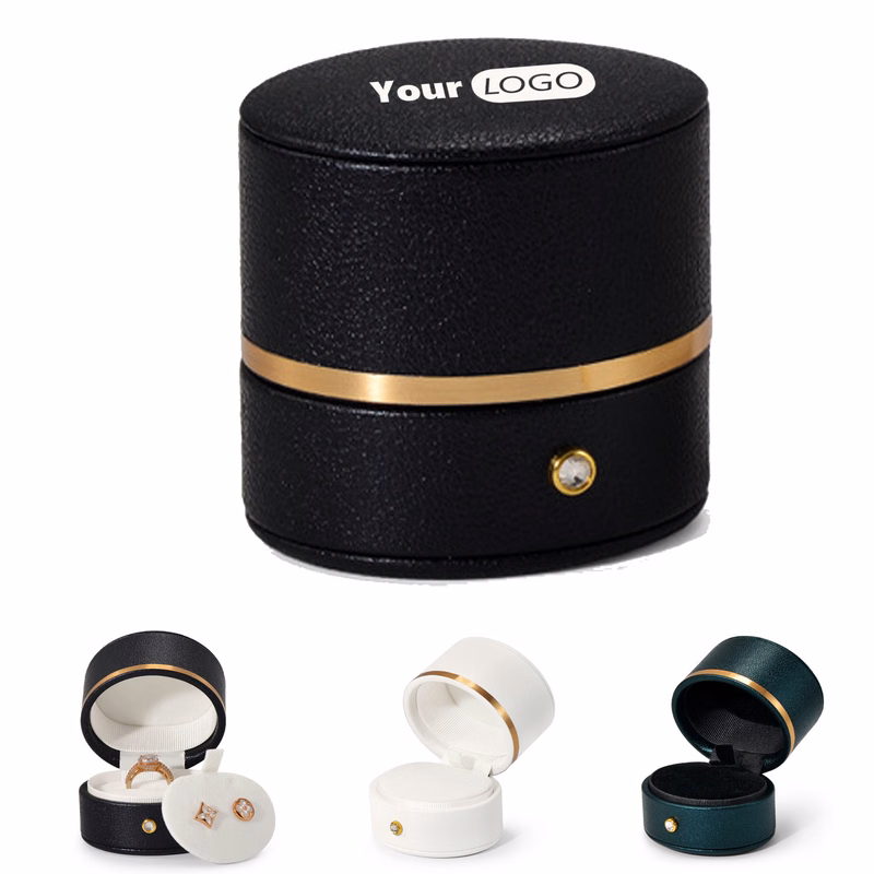 Elegant Round PU Leather Jewelry Box