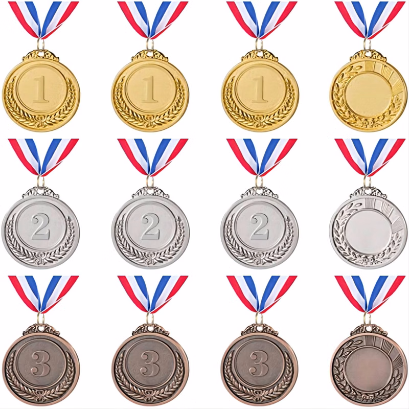 Metal Gold Silver Bronze Award Medals with Ribbon