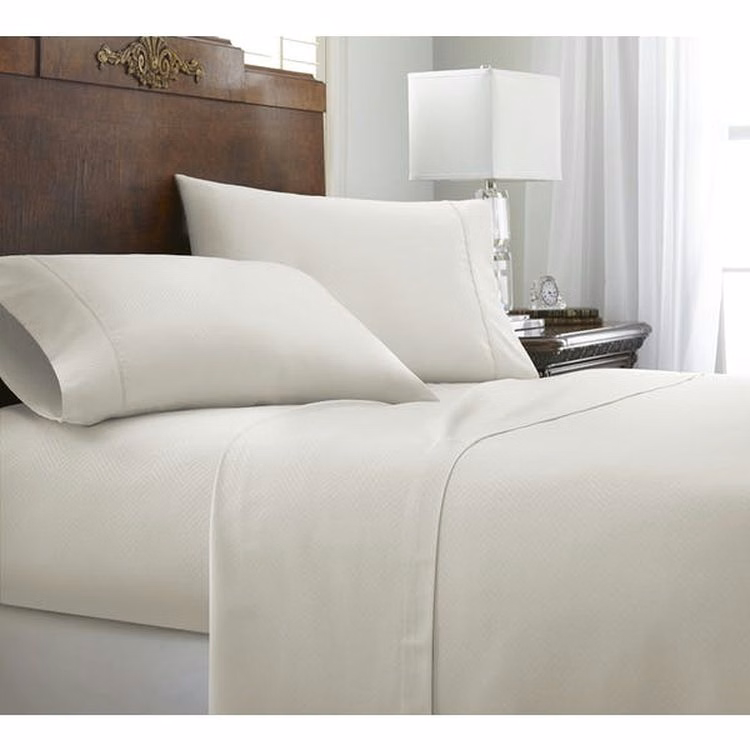 Embossed Sheet Sets - Ivory King Chevron Design 4 Set