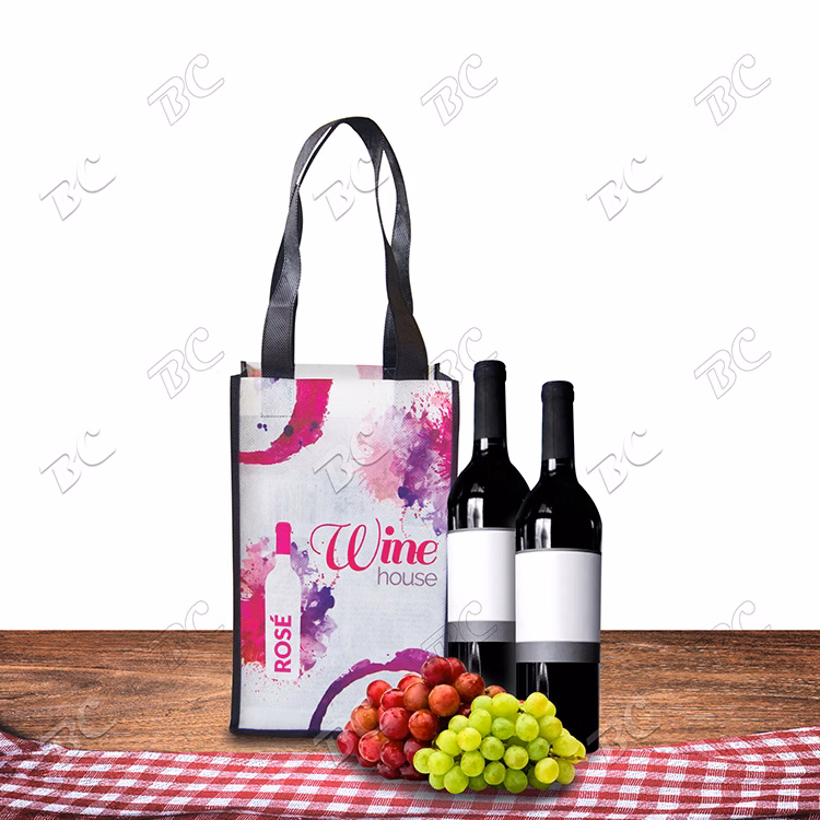 Fully Sublimated Non-woven Two-Bottle Wine Tote