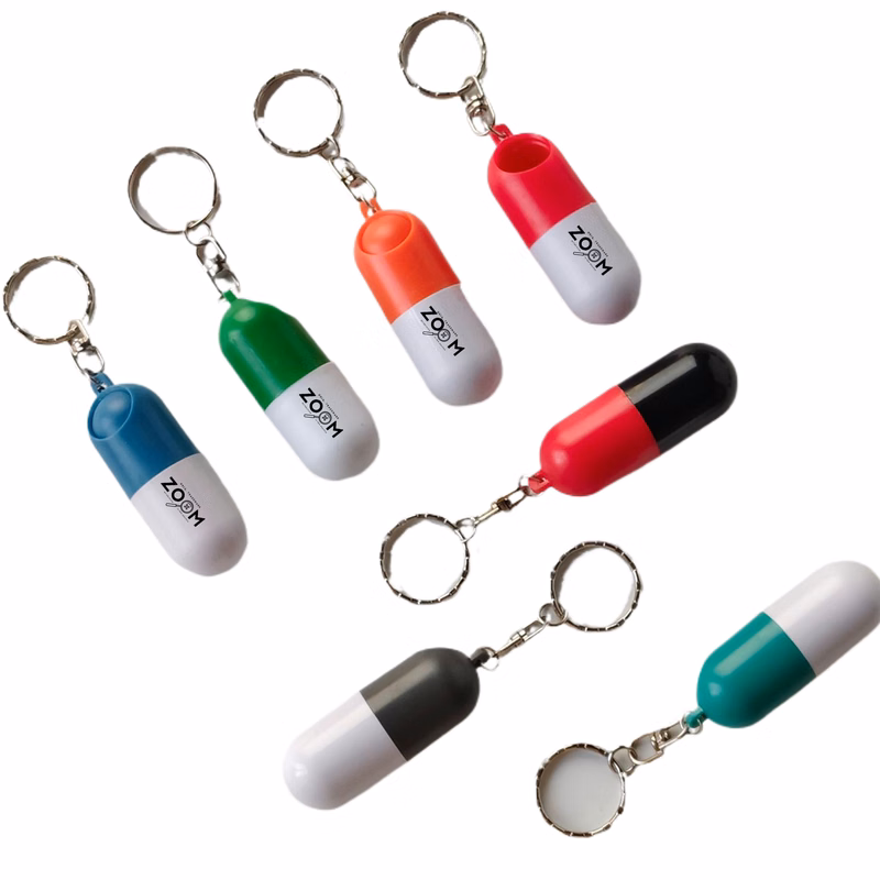 Capsule Pill Box Key Chain Tablets Case