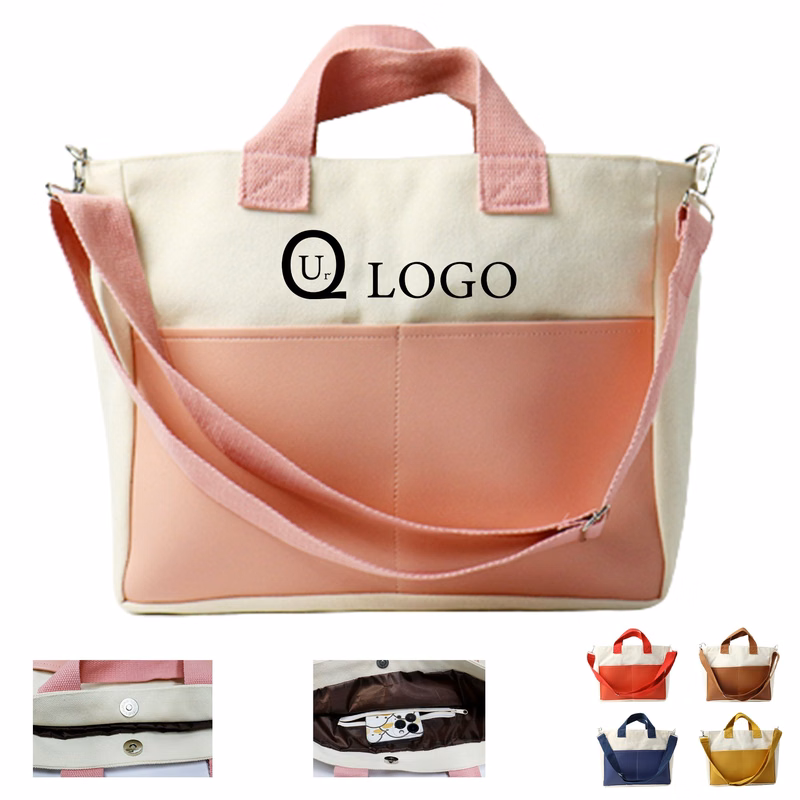 Pu Leather Canvas Shoulder Bag