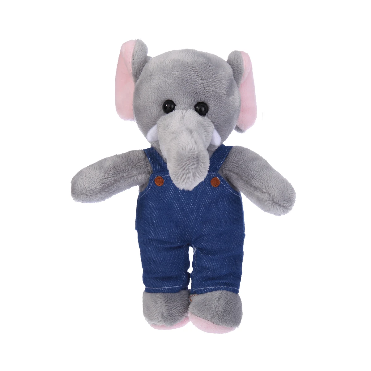 Soft Plush Stuffed Elephant in denim overall 1