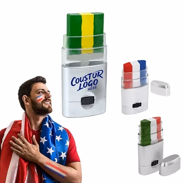Flag Face Paint 3 Colors Stripe Fan Brush Crayon Stick for Events, Gifting and Everyday Use