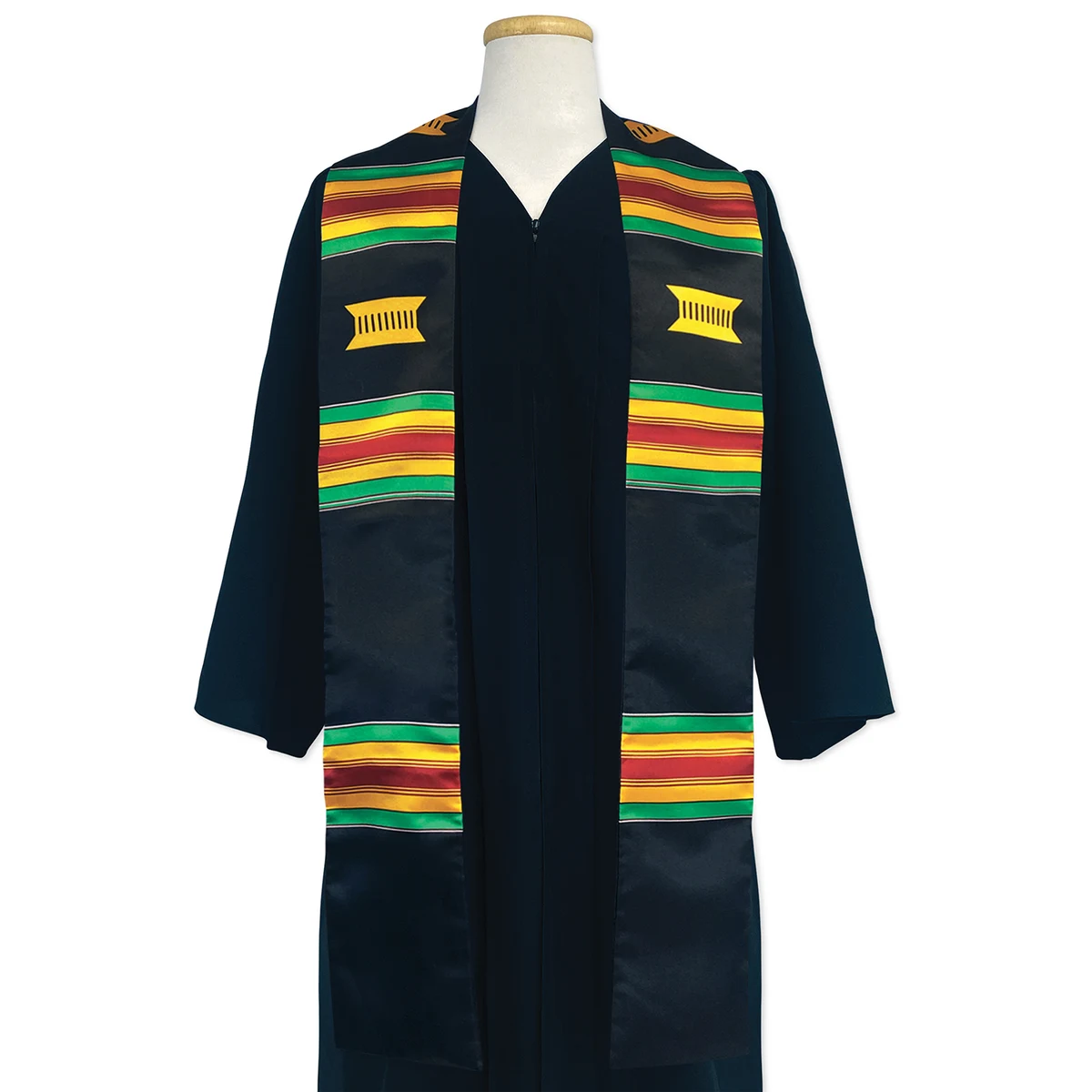Black Kente Specialty Pattern 84" Graduation Stole 1
