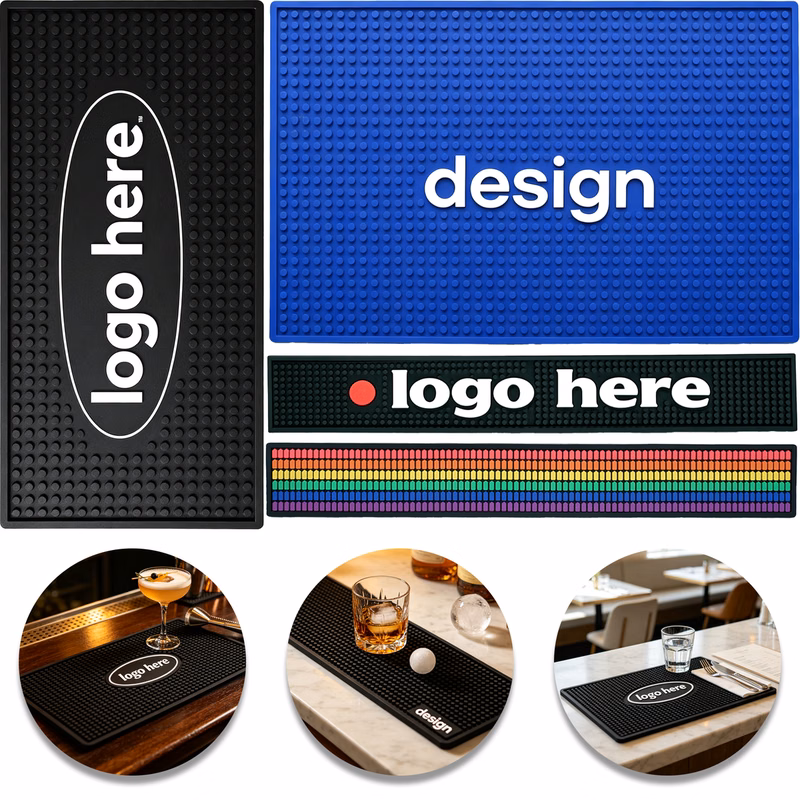 Custom 3/8" Thick Printed Bar Counter Mat 18" x 12"