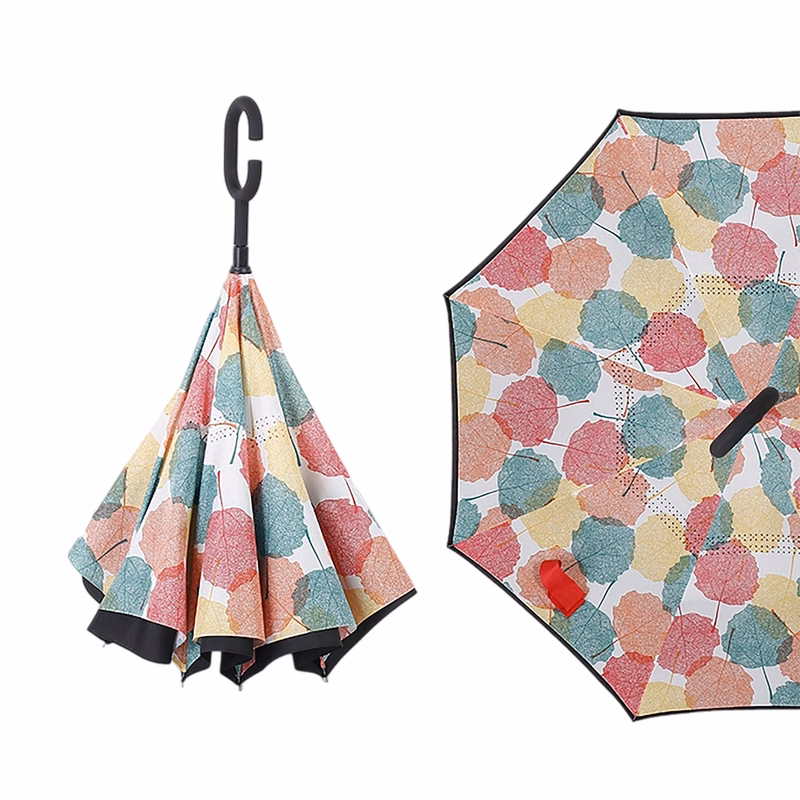 Double Layer Waterproof Reverse Folding Inverted Umbrella With Wrist Handle 42" X 31.5"