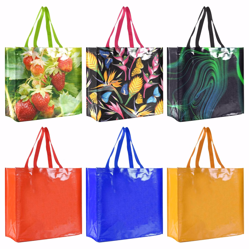 Laminated Full Color Dying Nowven Handle Tote Bags
