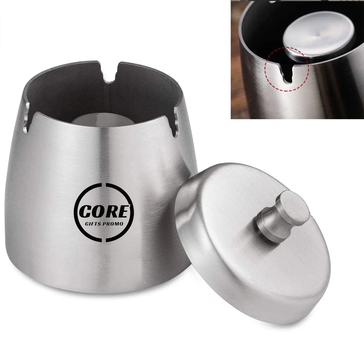 Stainless Steel Cigarettes Ashtray With Lid 1
