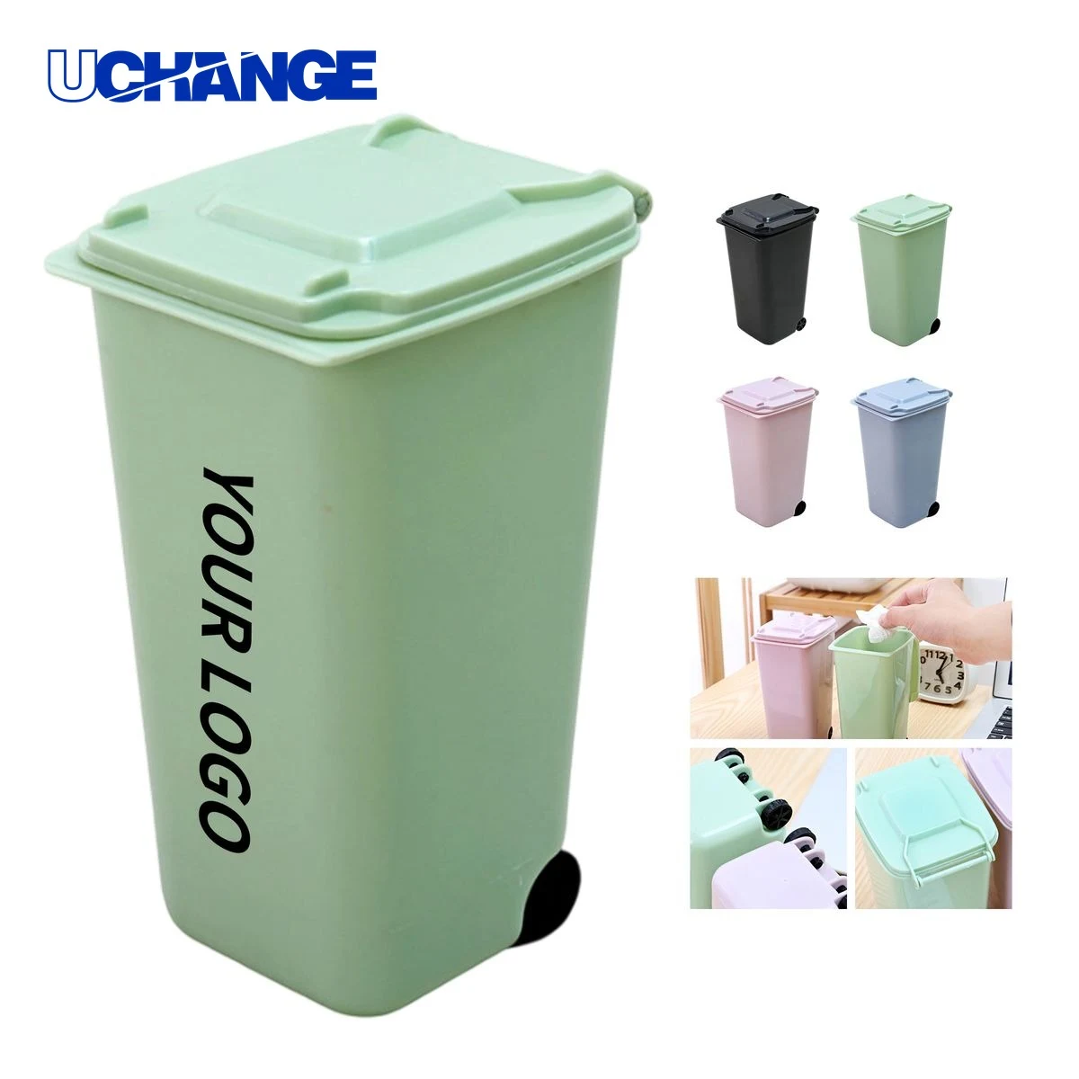 PP Plastic Mini Trash Bin Pen Holder with Lid 1