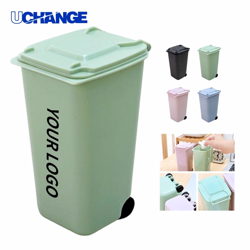 PP Plastic Mini Trash Bin Pen Holder with Lid