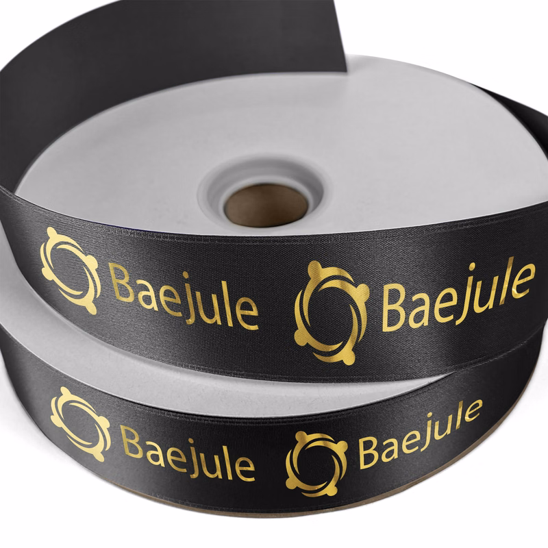 1 1/2" Badge Satin Ribbon - 25yd Roll - Foil Print