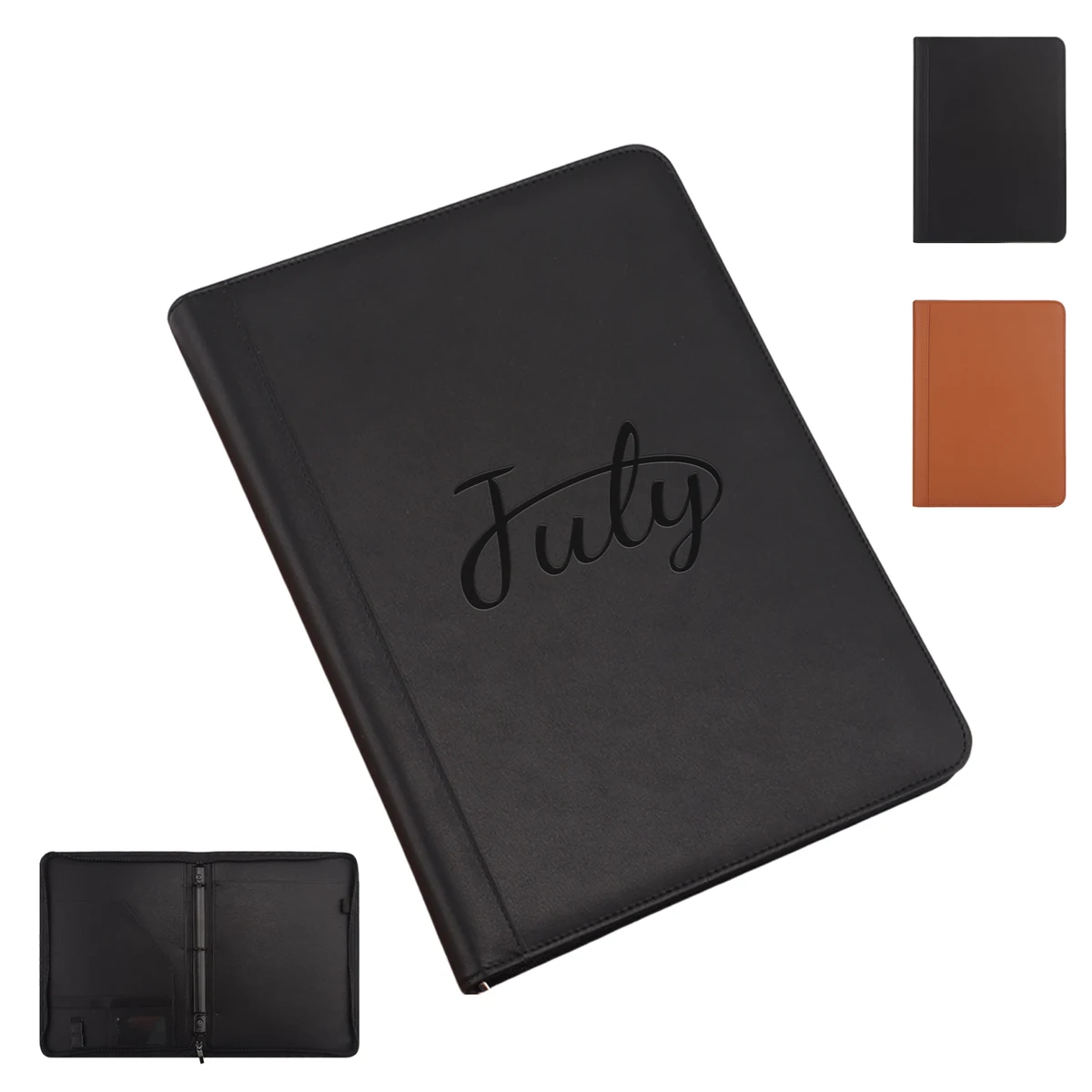A4 PU Leather 3 Ring Zippered Portfolio 1