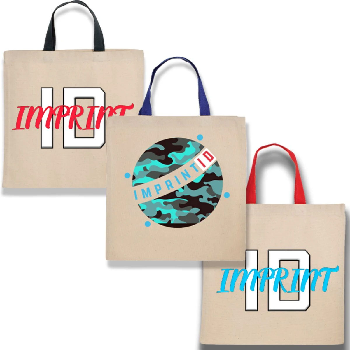 Cotton Canvas Tote Bag W/ Contrasting Web Handles 14" X 14" Bags, custom tote bag with logo imprint 1
