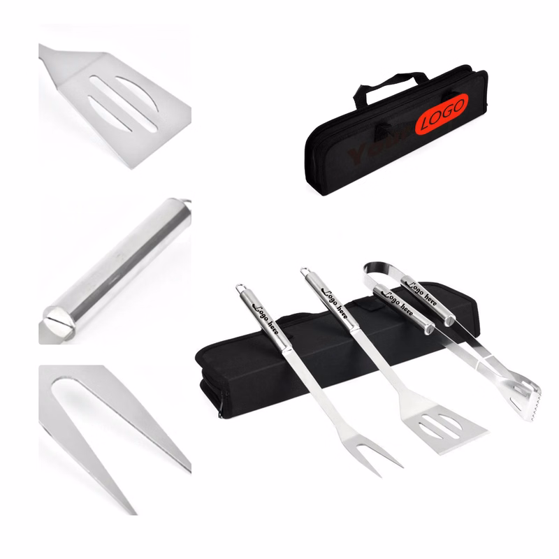 MOQ50 3 Piece BBQ Tool Set with Carrying Bag