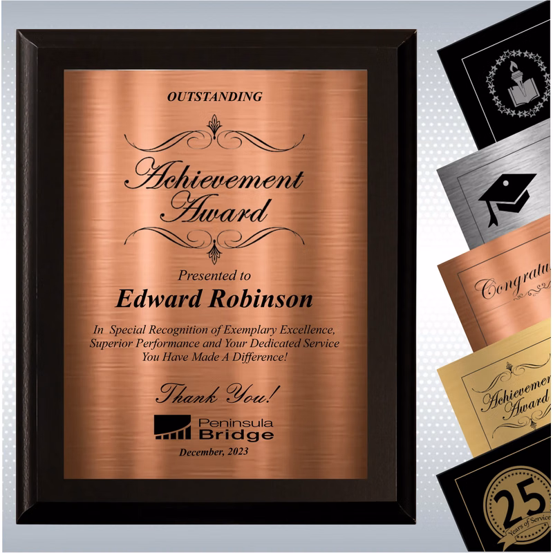 Black Matte Excellence Plaque , Employee Recognition Award