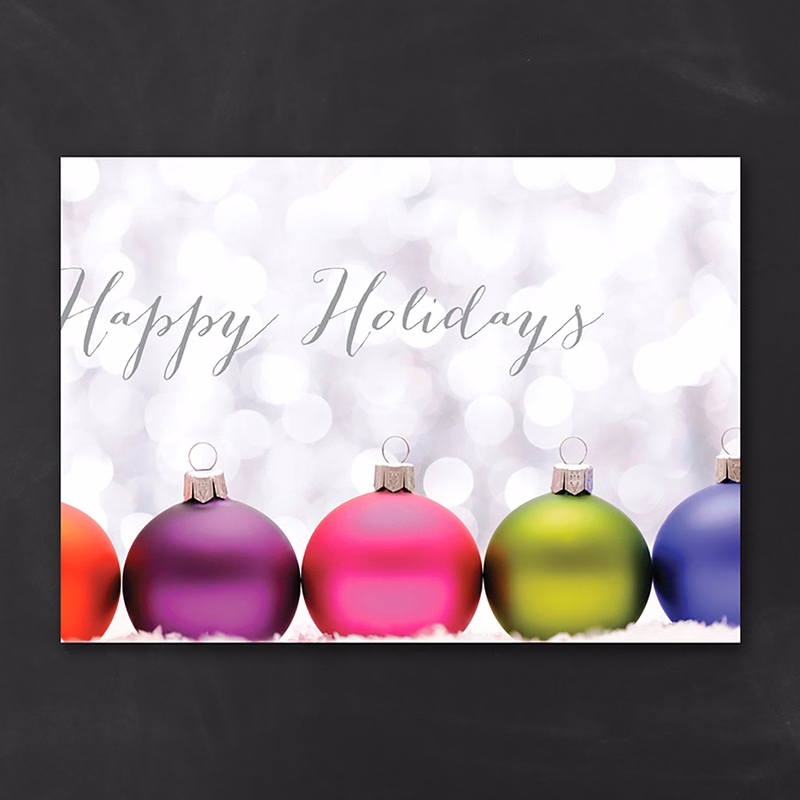 Colorful Ornaments Economy Holiday Card
