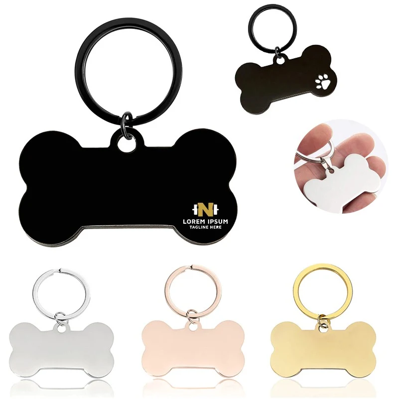 Bone Shape Dog Tag Keychain 1