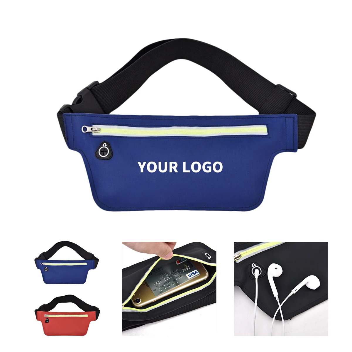 Water Resistant Waist Pack With Headphone Port 10.2" Length X 4" Height 1
