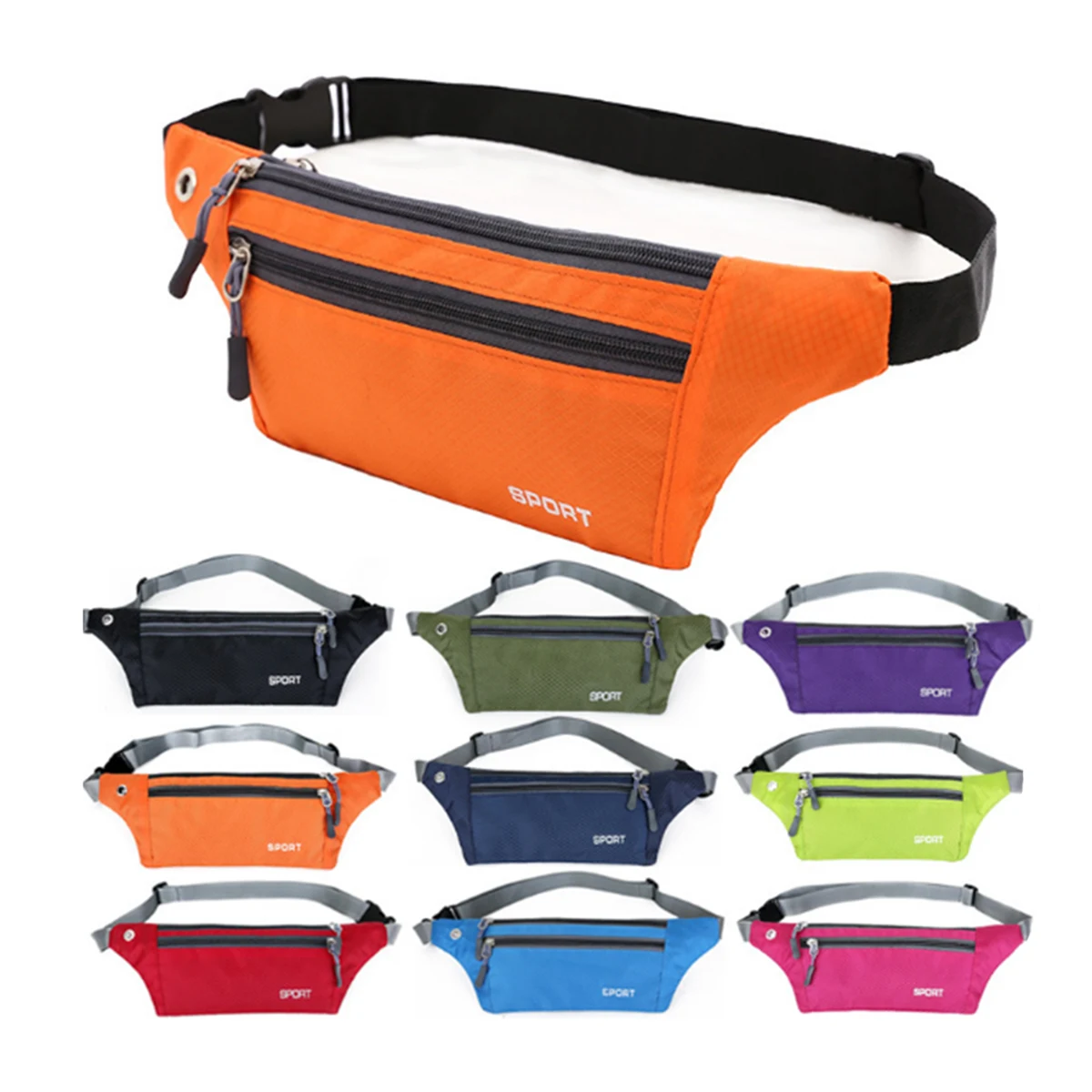 Sport Waist Bag with Zippers 1