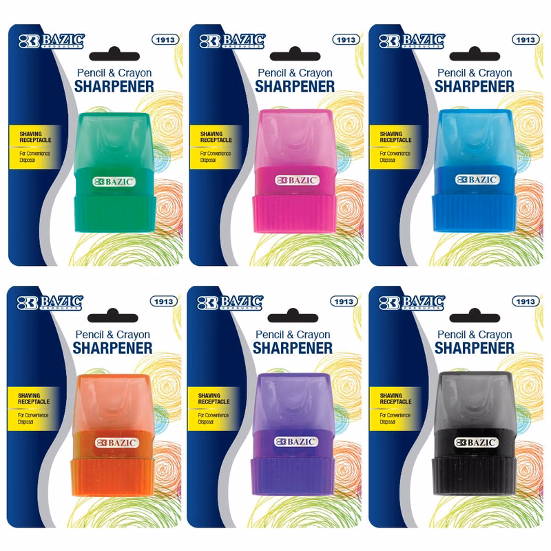 Pencil Sharpeners - Shavings Receptacle Assorted Colors