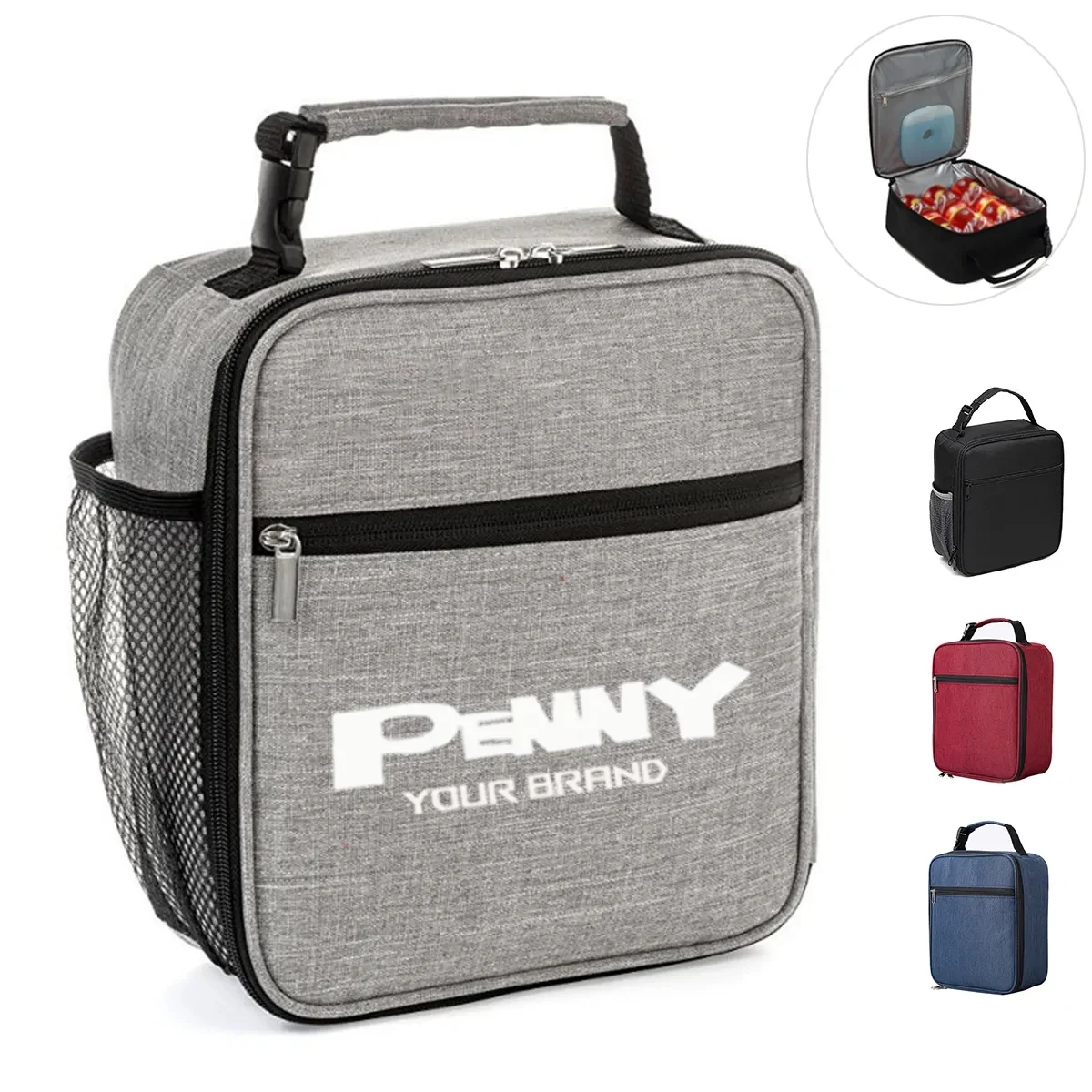 Portable Insulated Zipper Case Lunch Cooler Mesh Tote Bag 1