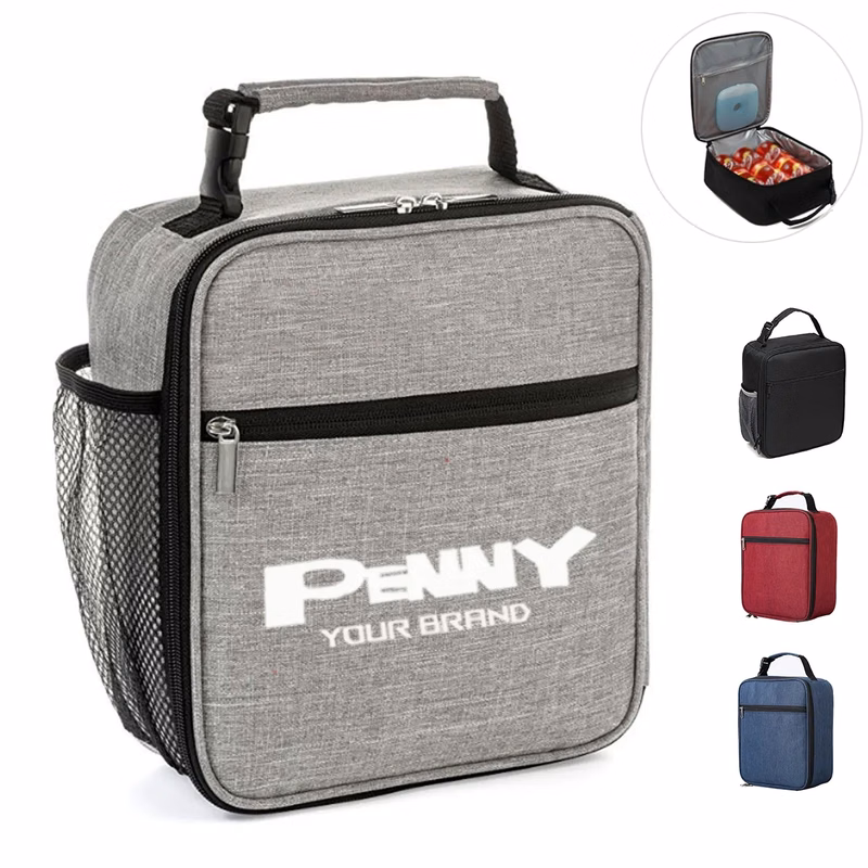 Portable Insulated Zipper Case Lunch Cooler Mesh Tote Bag