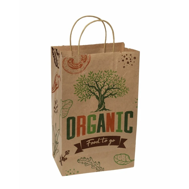 Full Color Natural Handle Shopper Paper Bags (8.5" x 13.375" x 5") 1