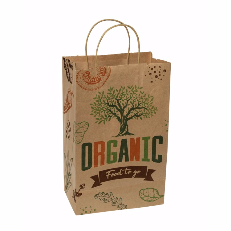Full Color Natural Handle Shopper Paper Bags (8.5" x 13.375" x 5")