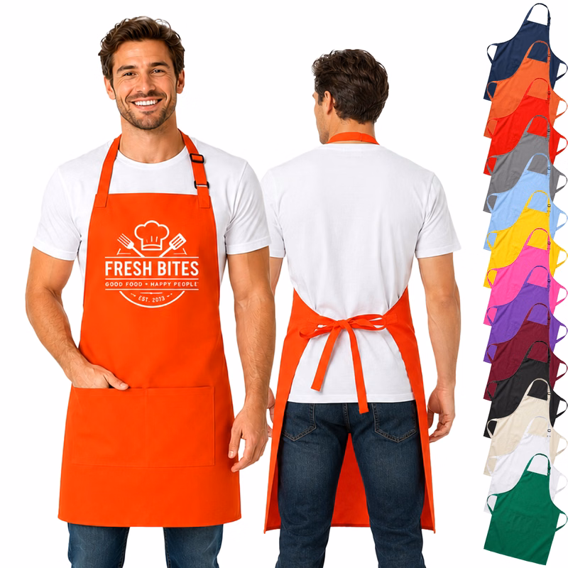 Kitchen Apron w/ Custom Imprint & Pockets 26" x 36" Aprons