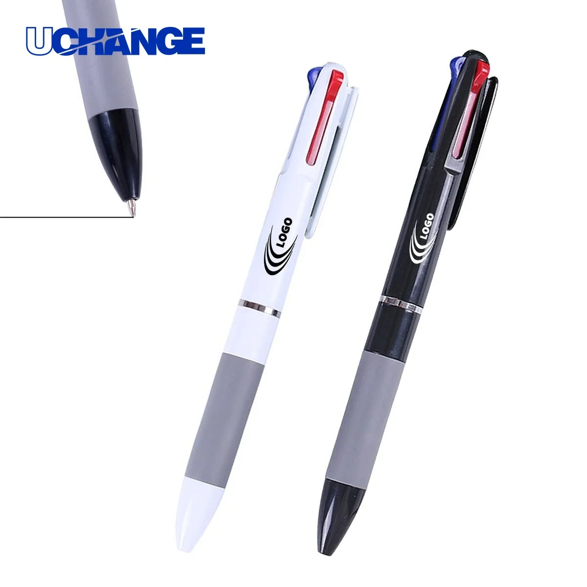 Three Color Ballpoint Pen with Grip, custom pen with logo imprint 1