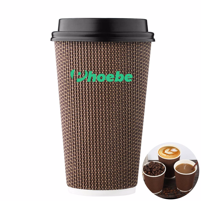 Disposable Double-Wall Paper Drinks Cup With Lids