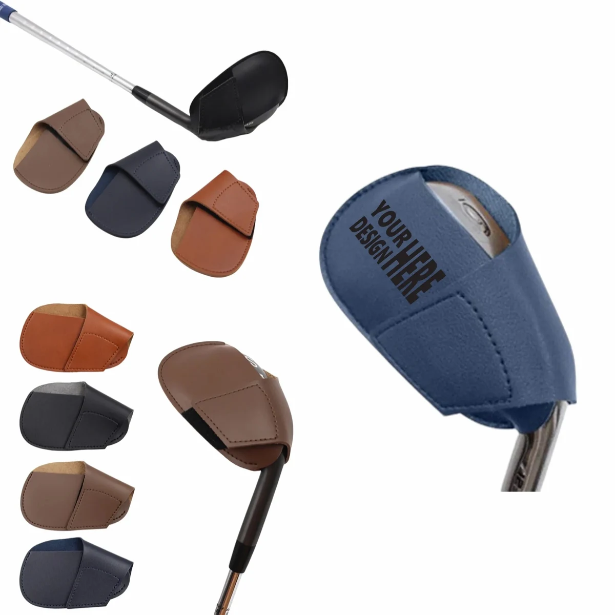 PU Leather Golf Putter Head Cover, Iron Club Protector Sleev 1