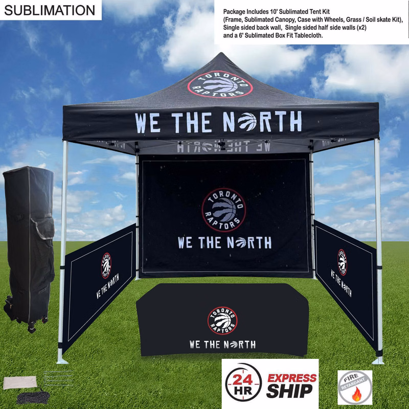 24Hr Express Ship-Supreme Event Package, 10' Tent, Backwall, 2 Half sidewalls, 6' Box Fit Tablecloth