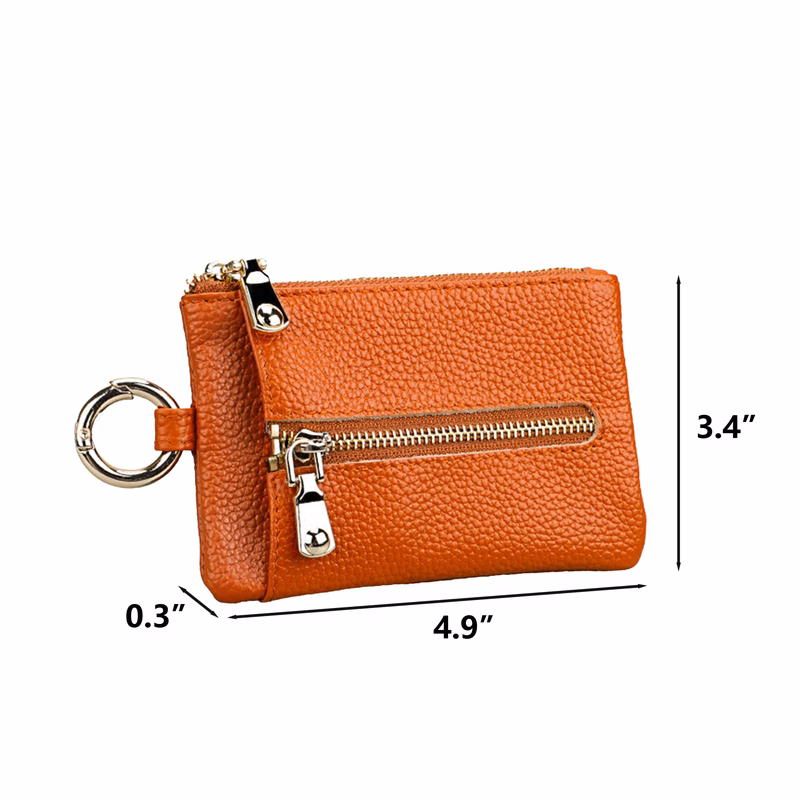 Genuine Leather Compact Zippered Key Pouch