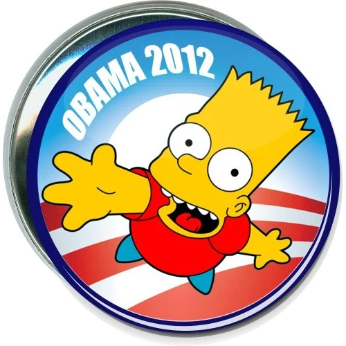 Obama Logo 2012, Bart Simpson, Political Button 1