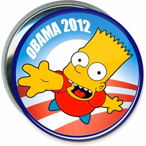 Obama Logo 2012, Bart Simpson, Political Button