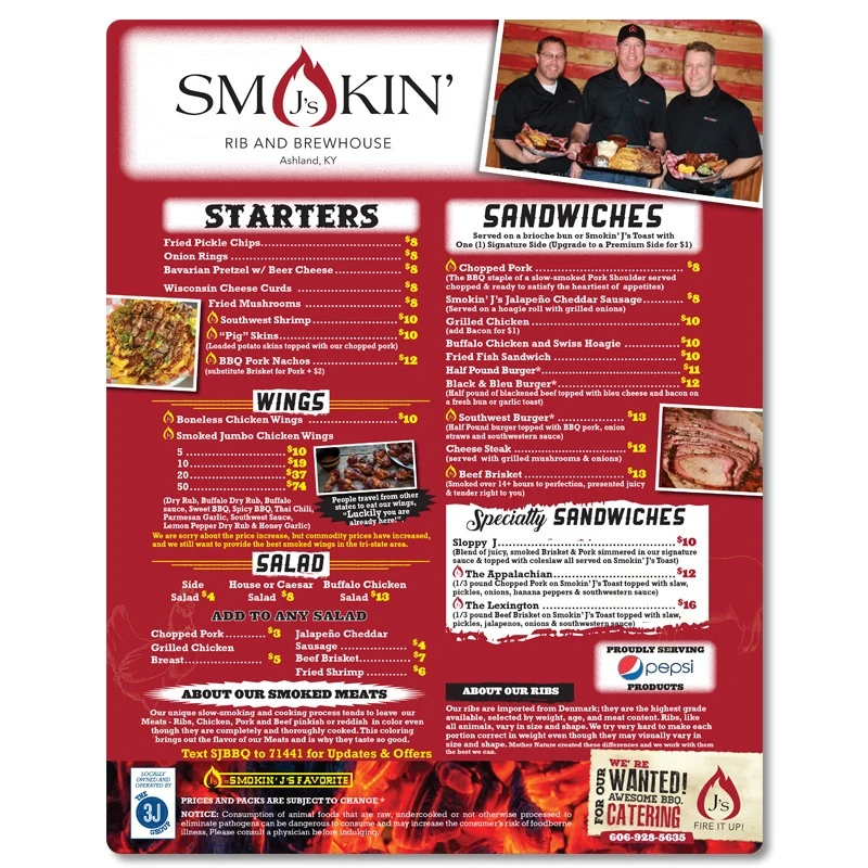 Menu, Flat Large (12" x 18") 1
